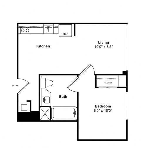 A1 2d Floor Plan, Sea Castle by Windsor, Santa Monica, CA 90401